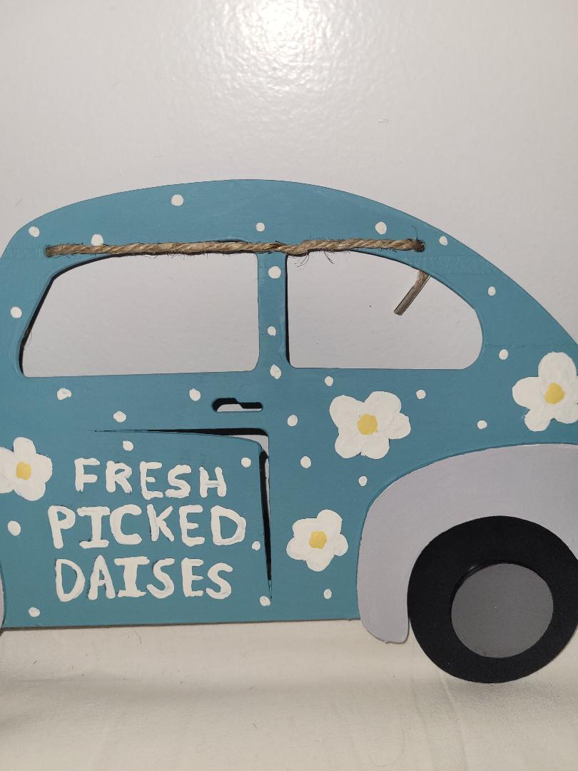 Daisies Car hand painted wall hanging art